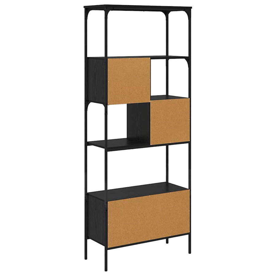 Boekenkast Zwart Eiken 76 x 33 x 188,5 cm Bewerkt hout