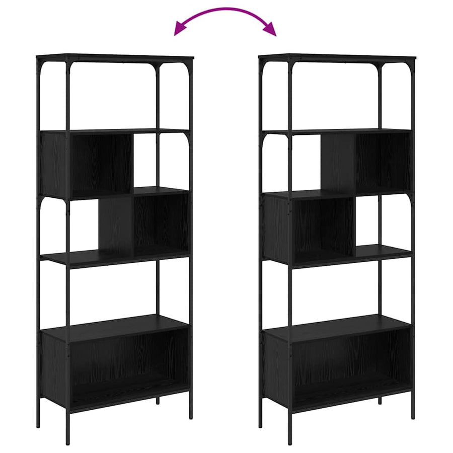Boekenkast Zwart Eiken 76 x 33 x 188,5 cm Bewerkt hout