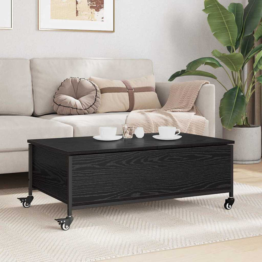Salontafel Zwart Eiken 91 x 55 x 32 cm Bewerkt hout