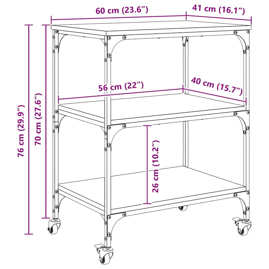 Keuken Trolley Oud Hout 60 x 41 x 76 cm Bewerkt hout