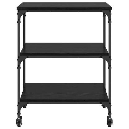 Keuken Trolley Zwart Eiken 60 x 41 x 76 cm Bewerkt hout