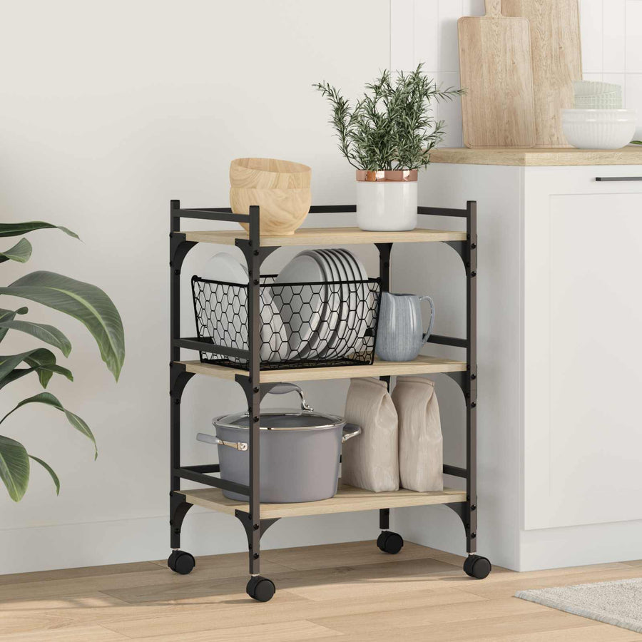 Keuken Trolley Sonoma Eiken 50 x 35 x 75,5 cm Bewerkt hout