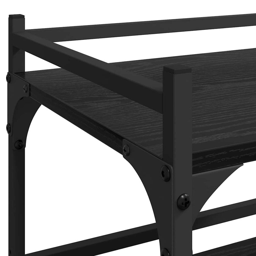 Keuken Trolley Zwart Eiken 50 x 35 x 75.5 cm Bewerkt hout