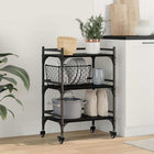 Kitchen Trolley Black Oak 50 x 35 x 75.5 cm Engineered wood