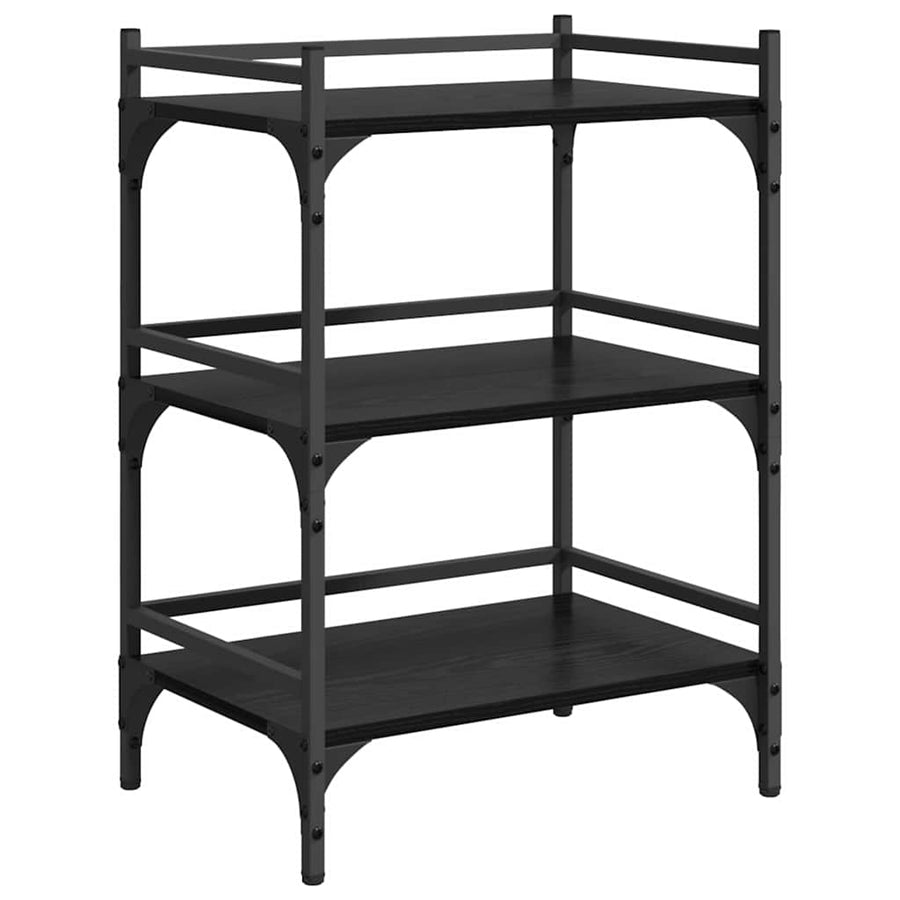 Keuken Trolley Zwart Eiken 50 x 35 x 75.5 cm Bewerkt hout
