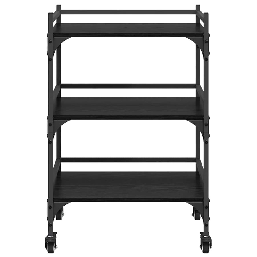 Keuken Trolley Zwart Eiken 50 x 35 x 75.5 cm Bewerkt hout