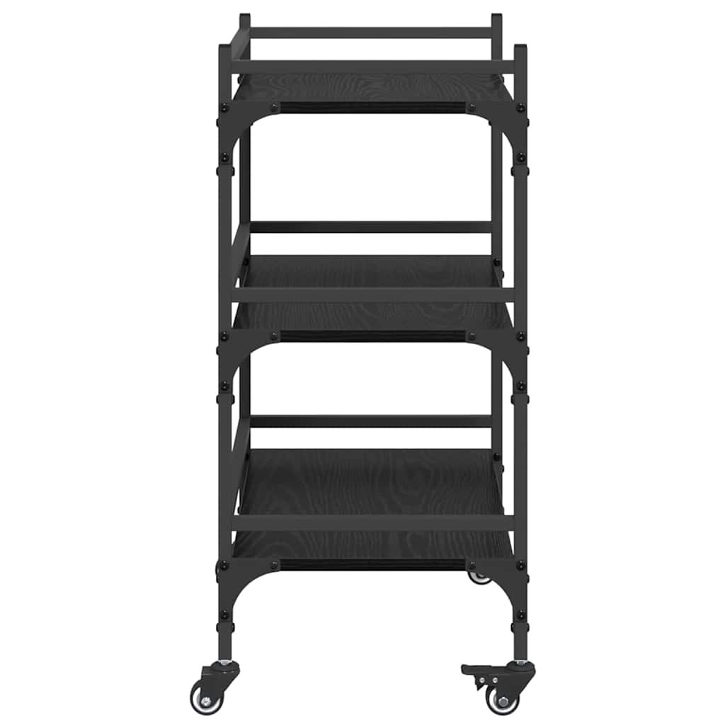 Keuken Trolley Zwart Eiken 50 x 35 x 75.5 cm Bewerkt hout