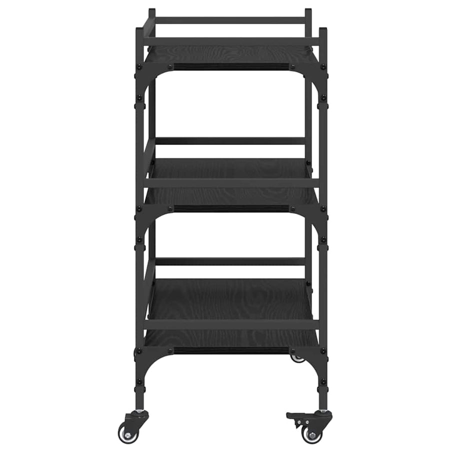 Keuken Trolley Zwart Eiken 50 x 35 x 75.5 cm Bewerkt hout