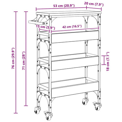 Keuken Trolley Artisan Eiken 53 x 20 x 76 cm Bewerkt hout