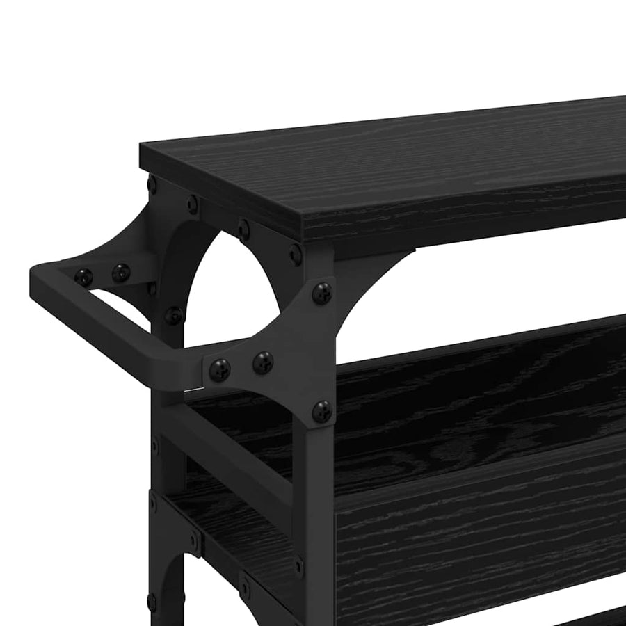 Keuken Trolley Zwart Eiken 53 x 20 x 76 cm Bewerkt hout