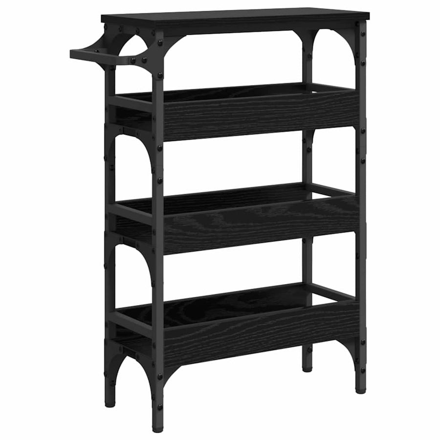 Keuken Trolley Zwart Eiken 53 x 20 x 76 cm Bewerkt hout