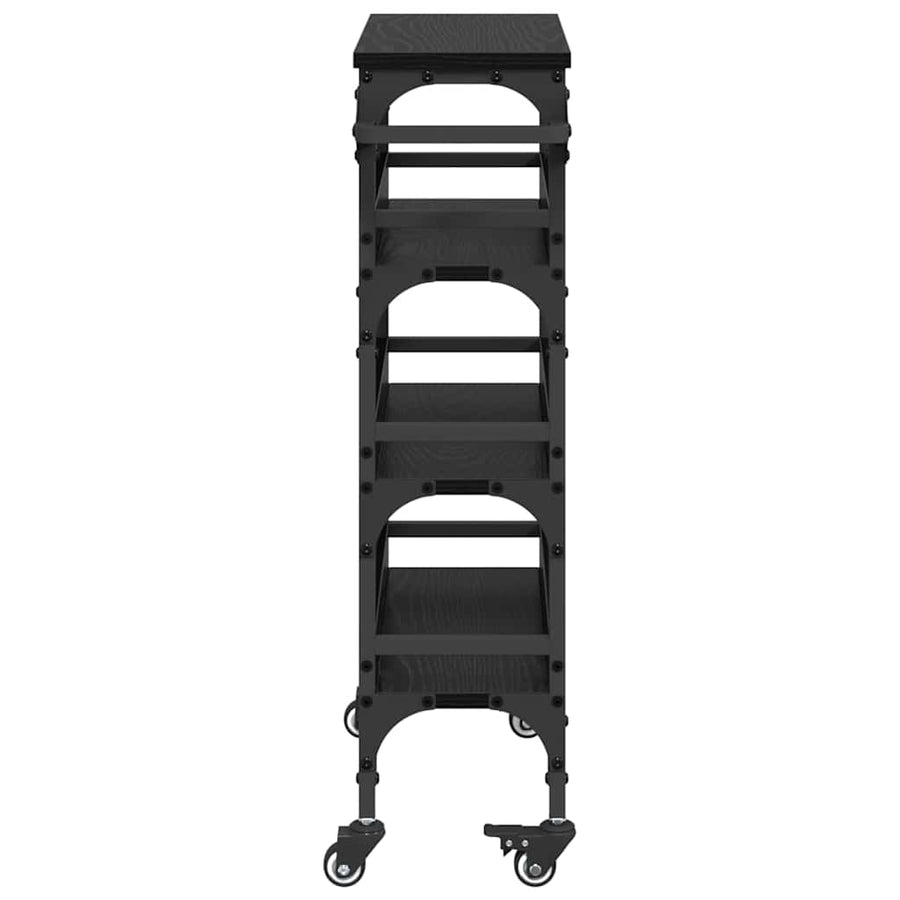 Keuken Trolley Zwart Eiken 53 x 20 x 76 cm Bewerkt hout