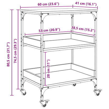 Keuken Trolley Sonoma Eiken 60 x 41 x 80,5 cm Bewerkt hout