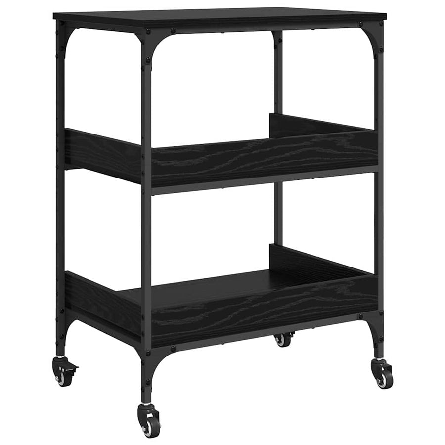 Keuken Trolley Zwart Eiken 60 x 41 x 80.5 cm Bewerkt hout