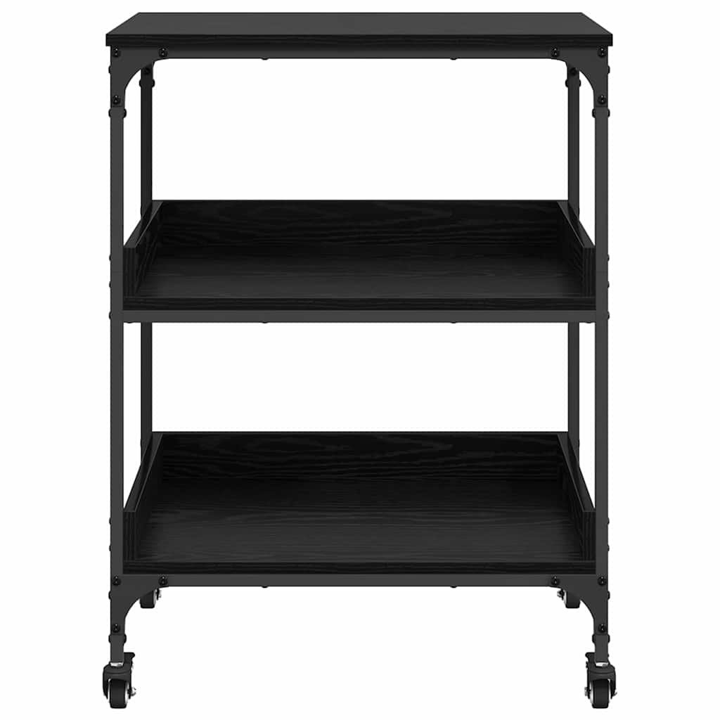 Keuken Trolley Zwart Eiken 60 x 41 x 80.5 cm Bewerkt hout
