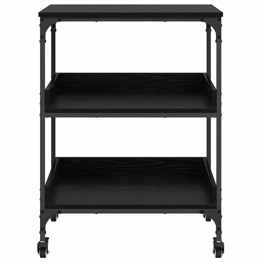 Keuken Trolley Zwart Eiken 60 x 41 x 80.5 cm Bewerkt hout