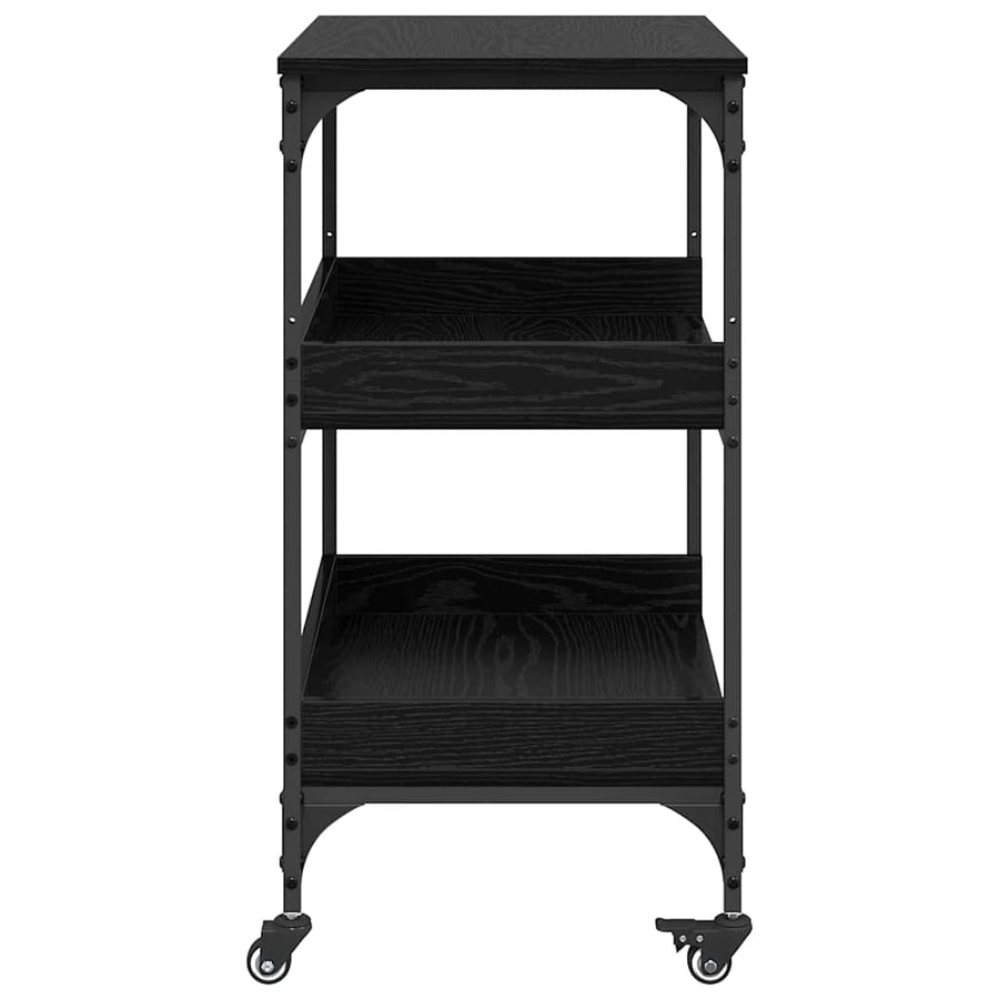 Keuken Trolley Zwart Eiken 60 x 41 x 80.5 cm Bewerkt hout