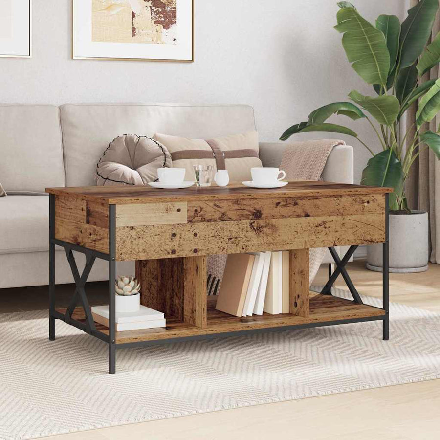 Salontafel Oud hout 100 x 55 x 50 cm Bewerkt hout