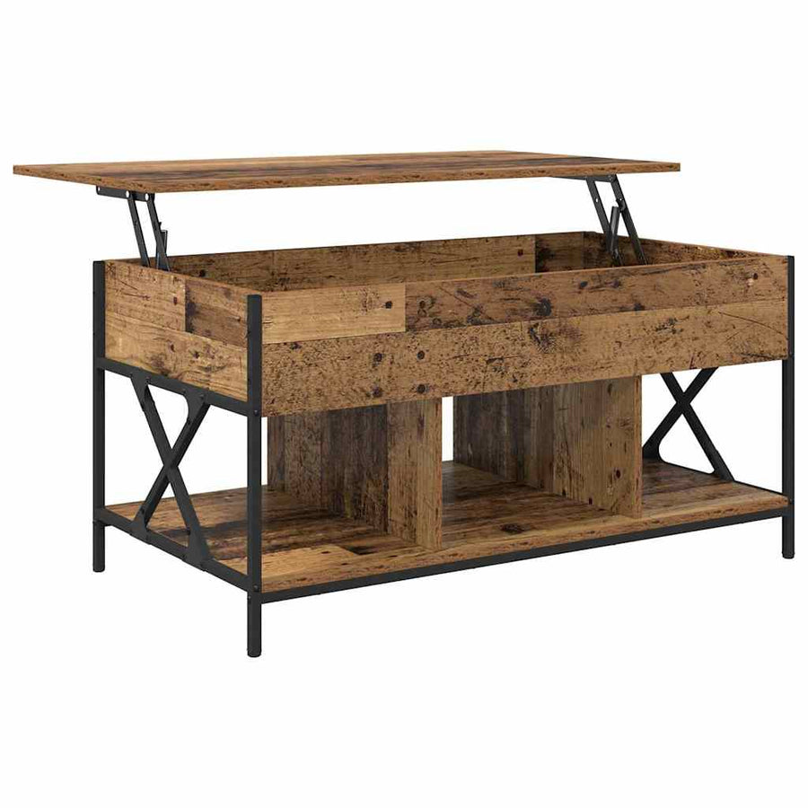 Salontafel Oud hout 100 x 55 x 50 cm Bewerkt hout