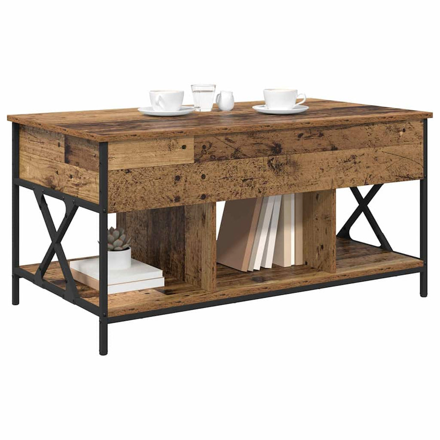 Salontafel Oud hout 100 x 55 x 50 cm Bewerkt hout