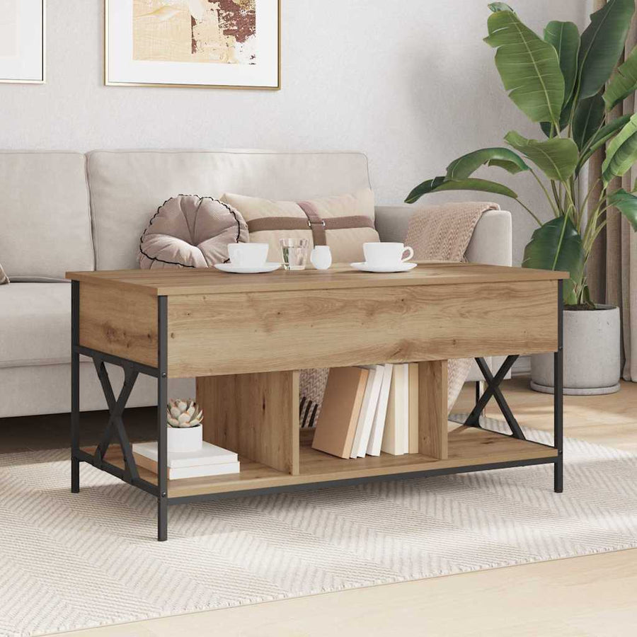 Salontafel artisanaal eikenkleurig 100 x 55 x 50 cm
