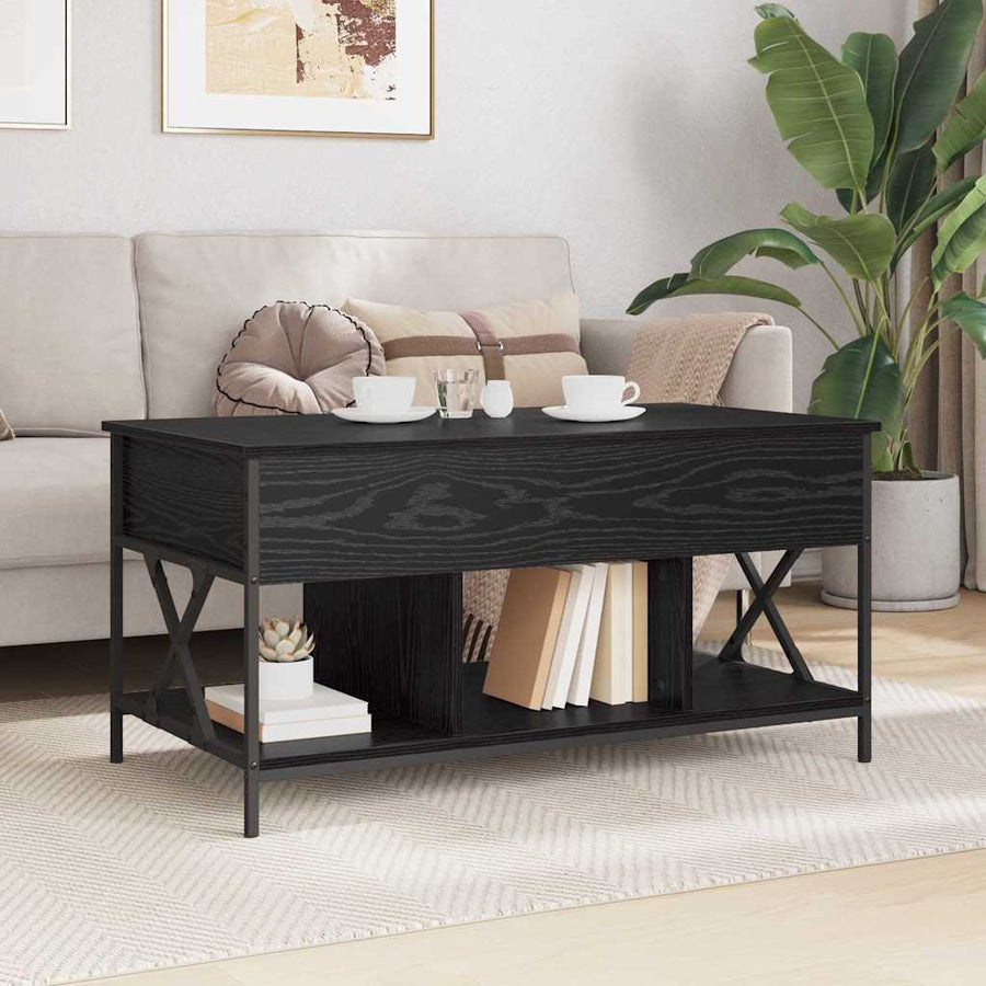 Salontafel Zwart eiken 100 x 55 x 50 cm Bewerkt hout
