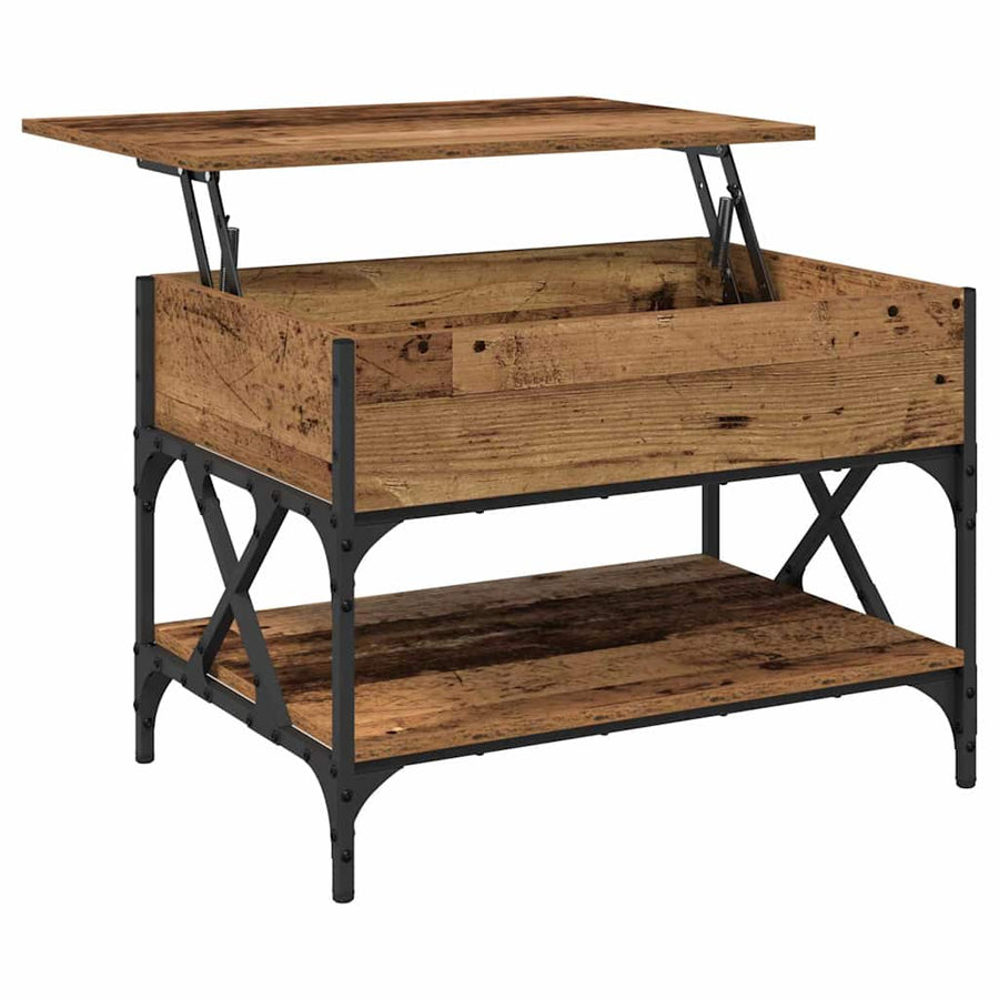 Salontafel Oud Hout 70x50x50cm Bewerkt hout