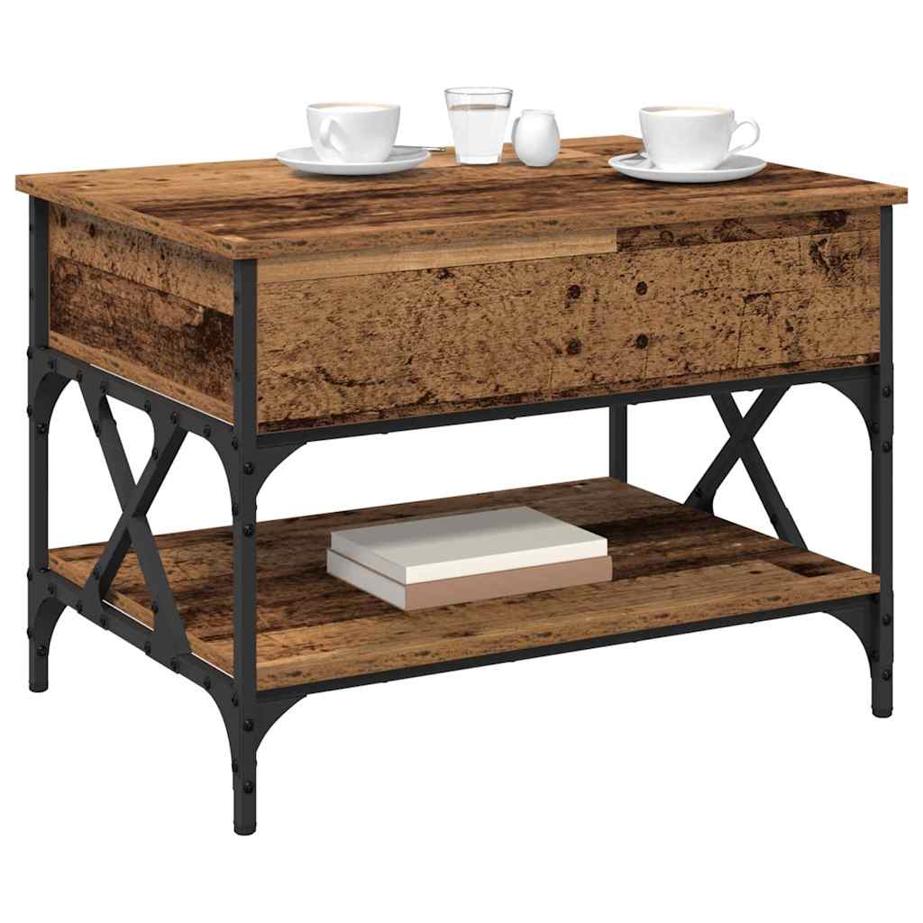 Salontafel Oud Hout 70x50x50cm Bewerkt hout