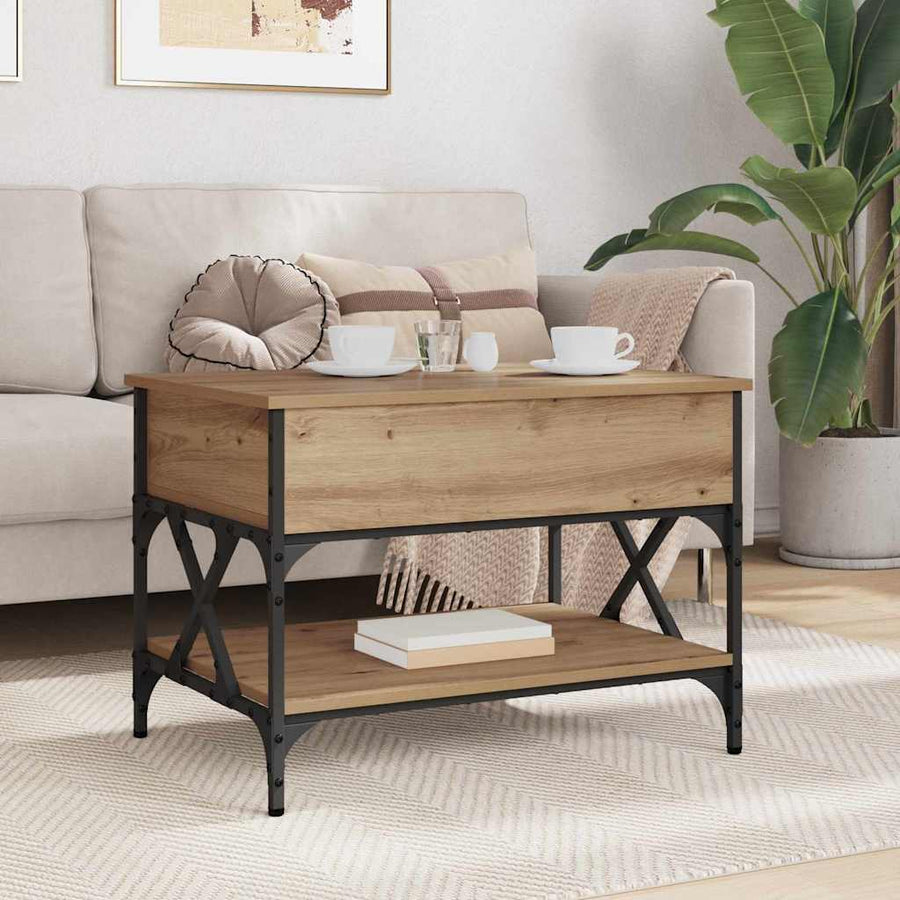Salontafel Artisan Eiken 70x50x50cm Bewerkt hout