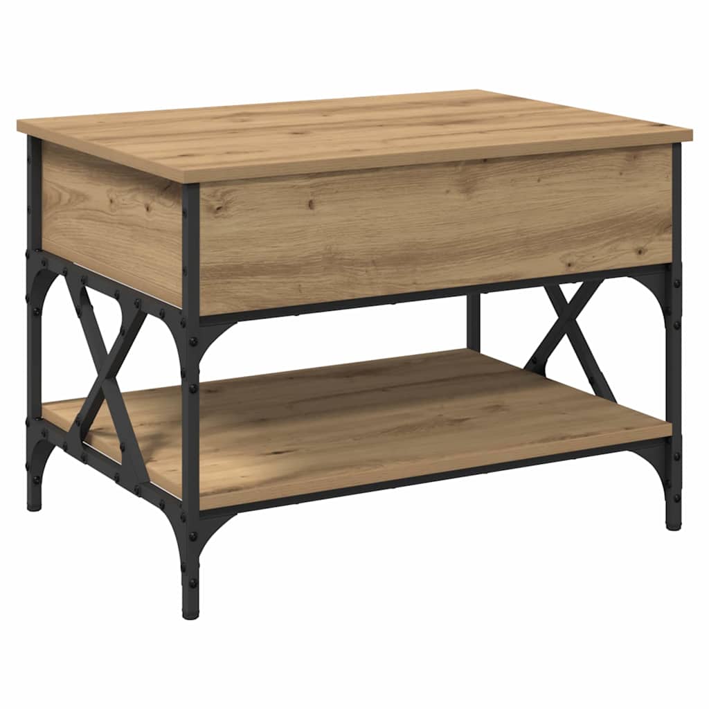 Salontafel Artisan Eiken 70x50x50cm Bewerkt hout