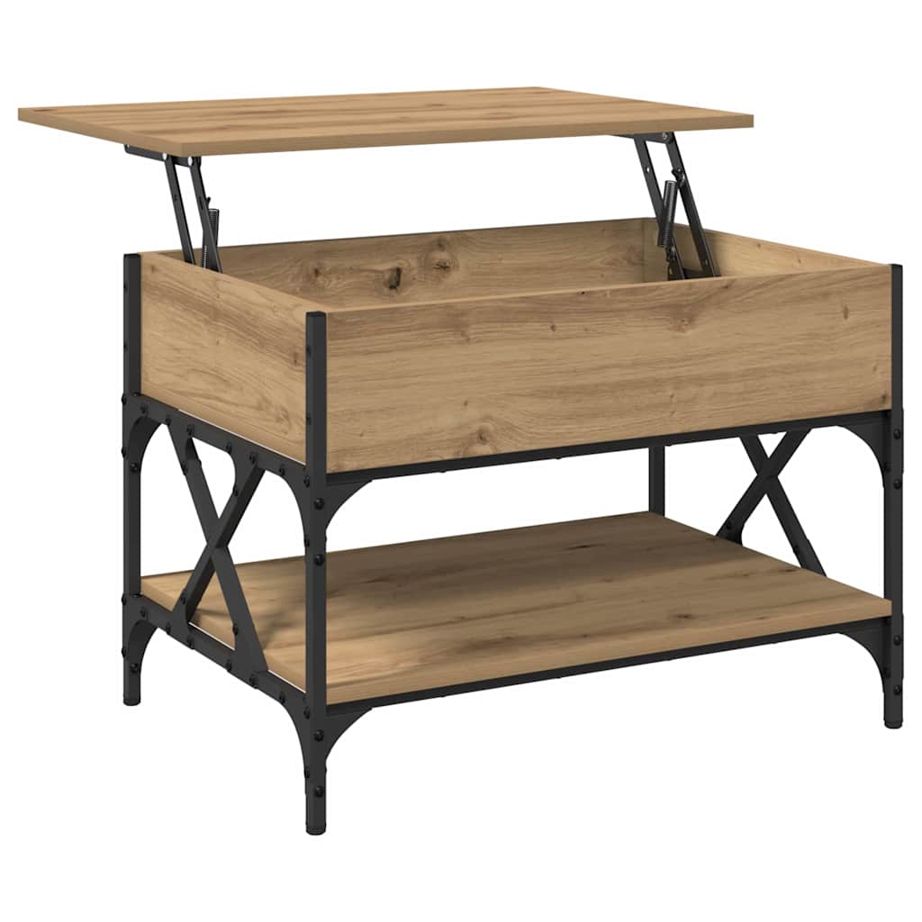 Salontafel Artisan Eiken 70x50x50cm Bewerkt hout