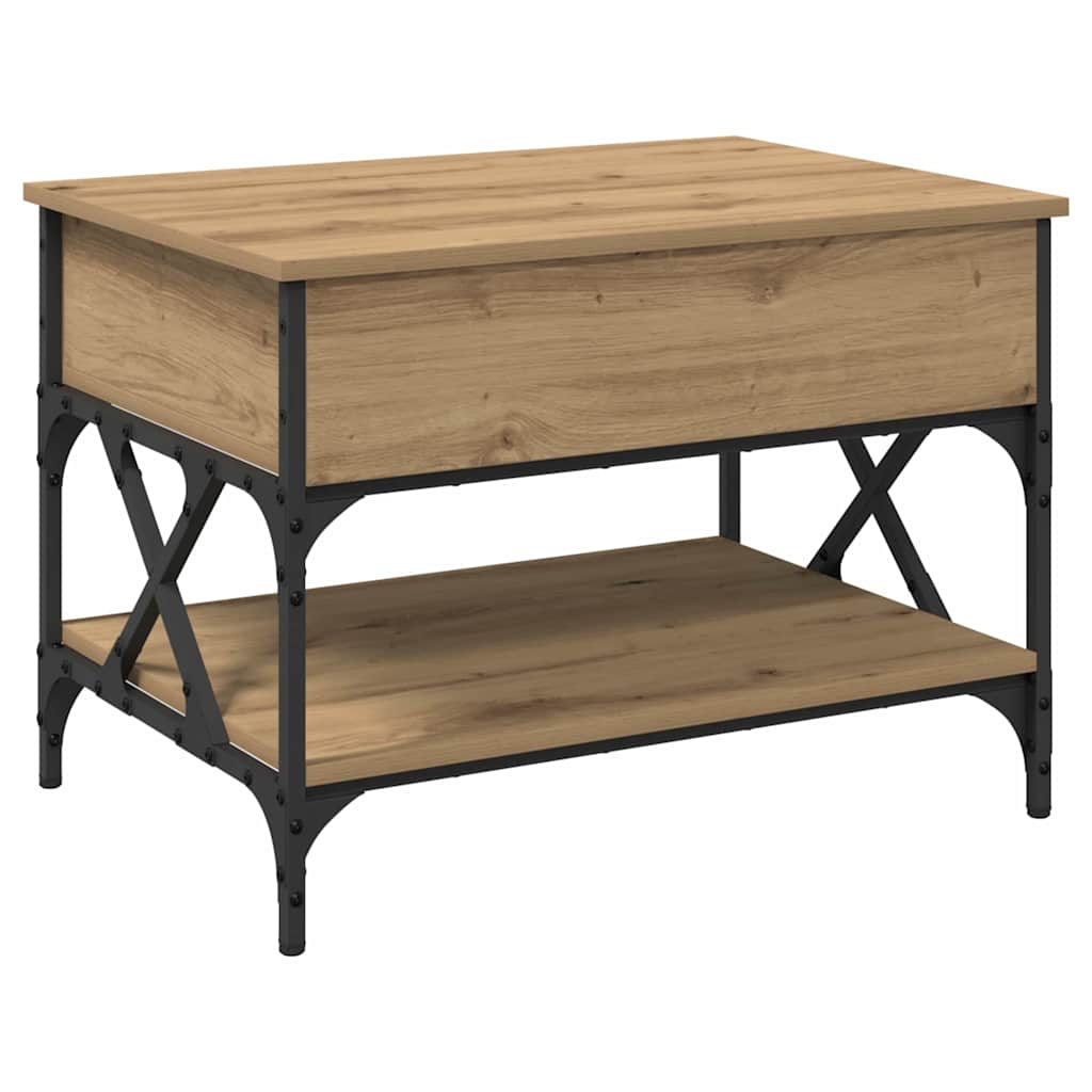 Salontafel Artisan Eiken 70x50x50cm Bewerkt hout