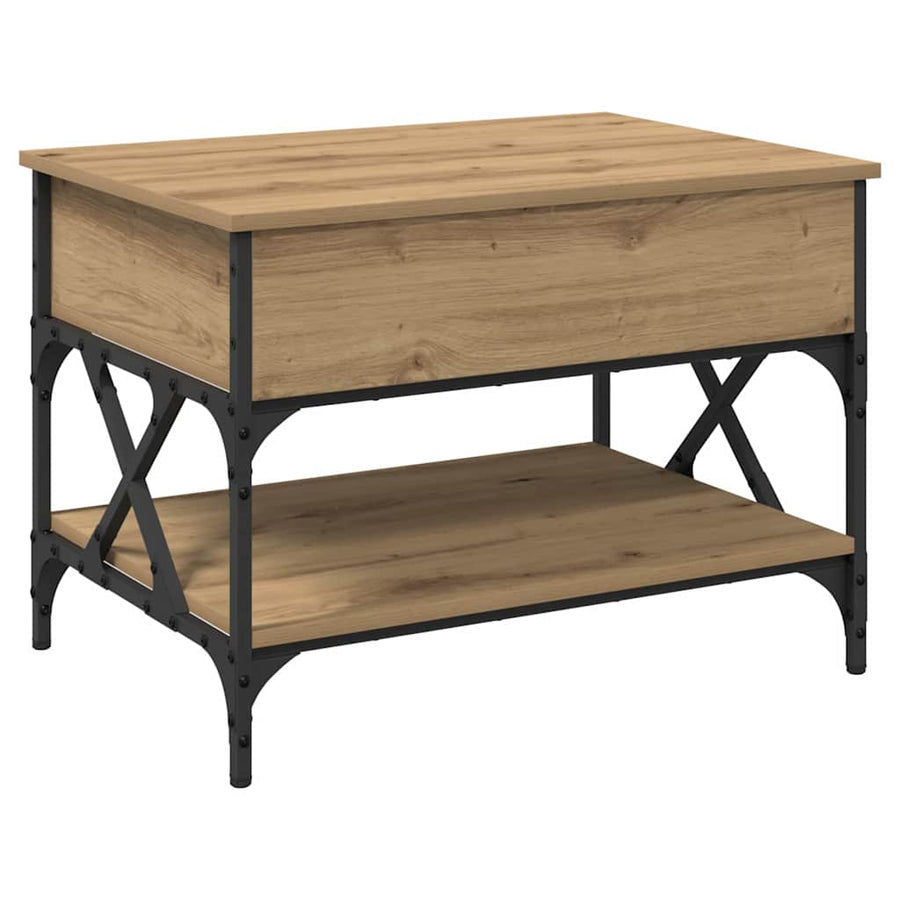 Salontafel Artisan Eiken 70x50x50cm Bewerkt hout