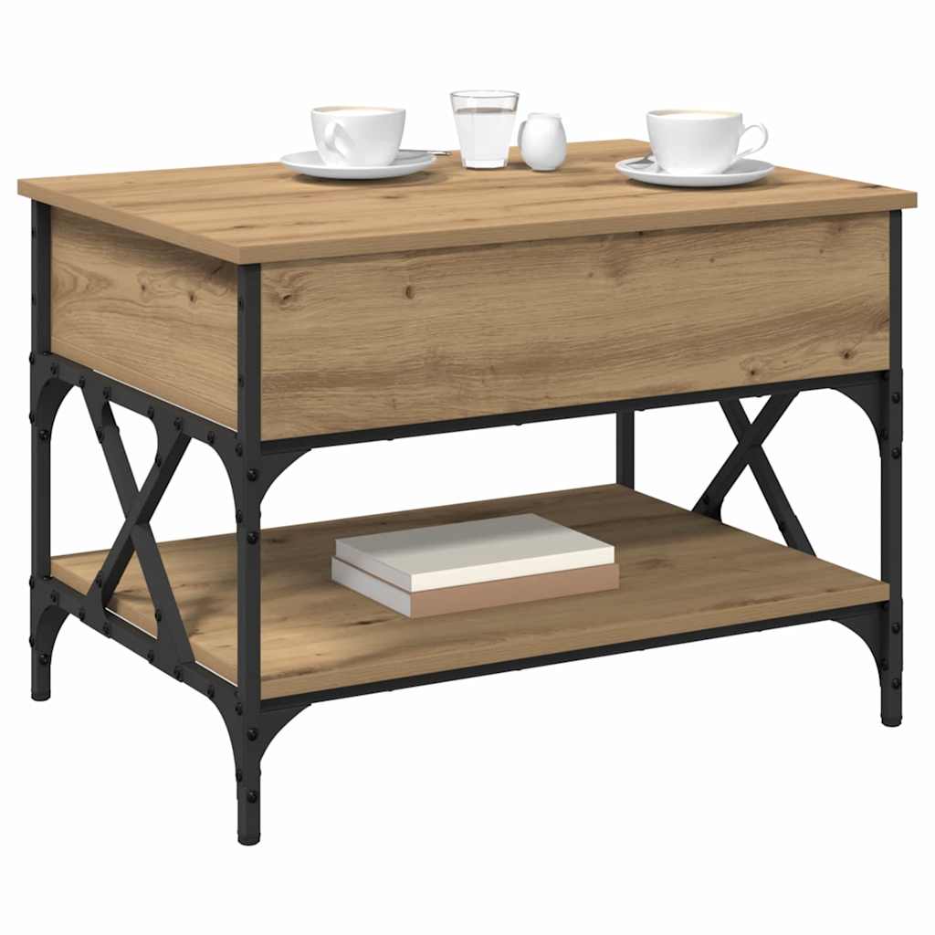 Salontafel Artisan Eiken 70x50x50cm Bewerkt hout