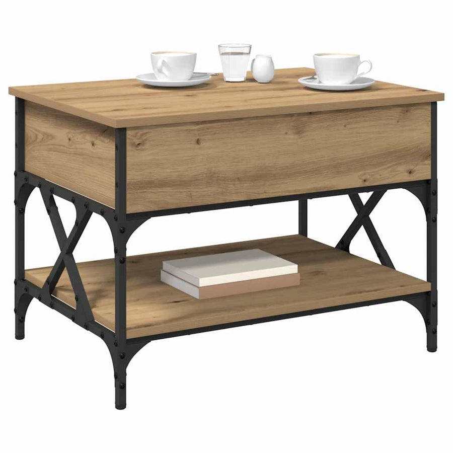 Salontafel Artisan Eiken 70x50x50cm Bewerkt hout