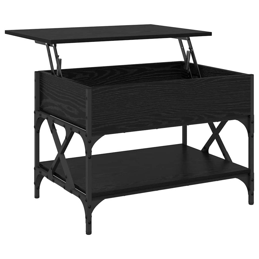 Salontafel Zwart Eiken 70x50x50cm Bewerkt hout