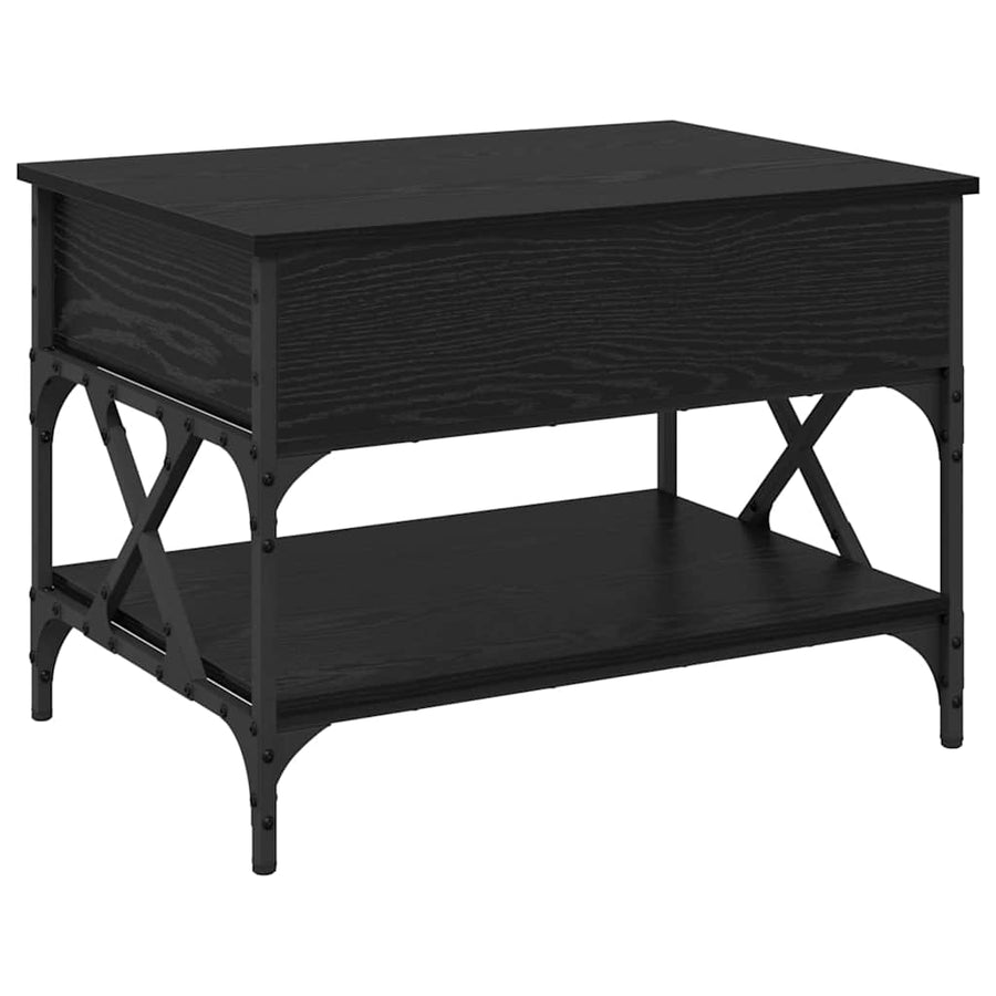 Salontafel Zwart Eiken 70x50x50cm Bewerkt hout