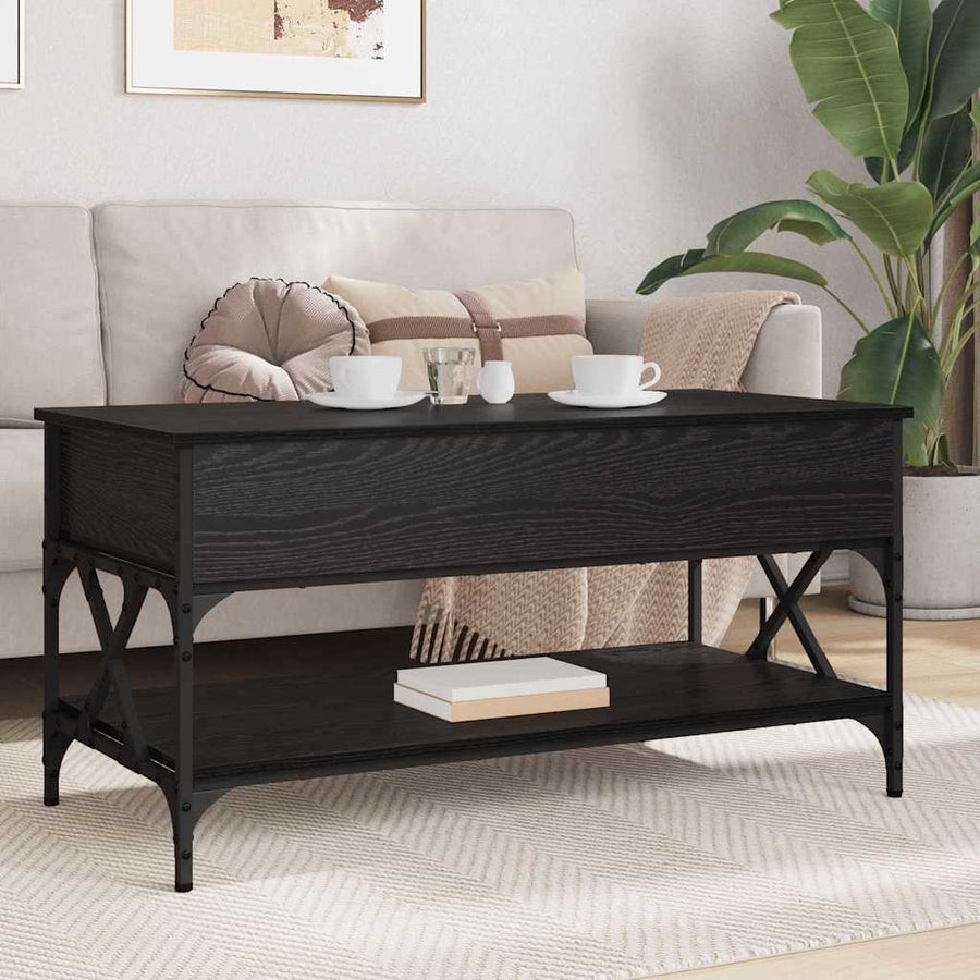 Salontafel Zwart Eiken 100 x 50 x 50 cm Bewerkt hout