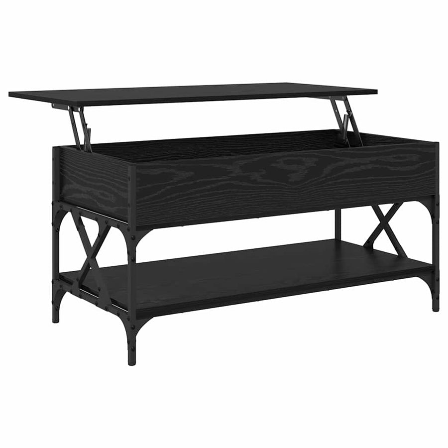 Salontafel Zwart Eiken 100 x 50 x 50 cm Bewerkt hout