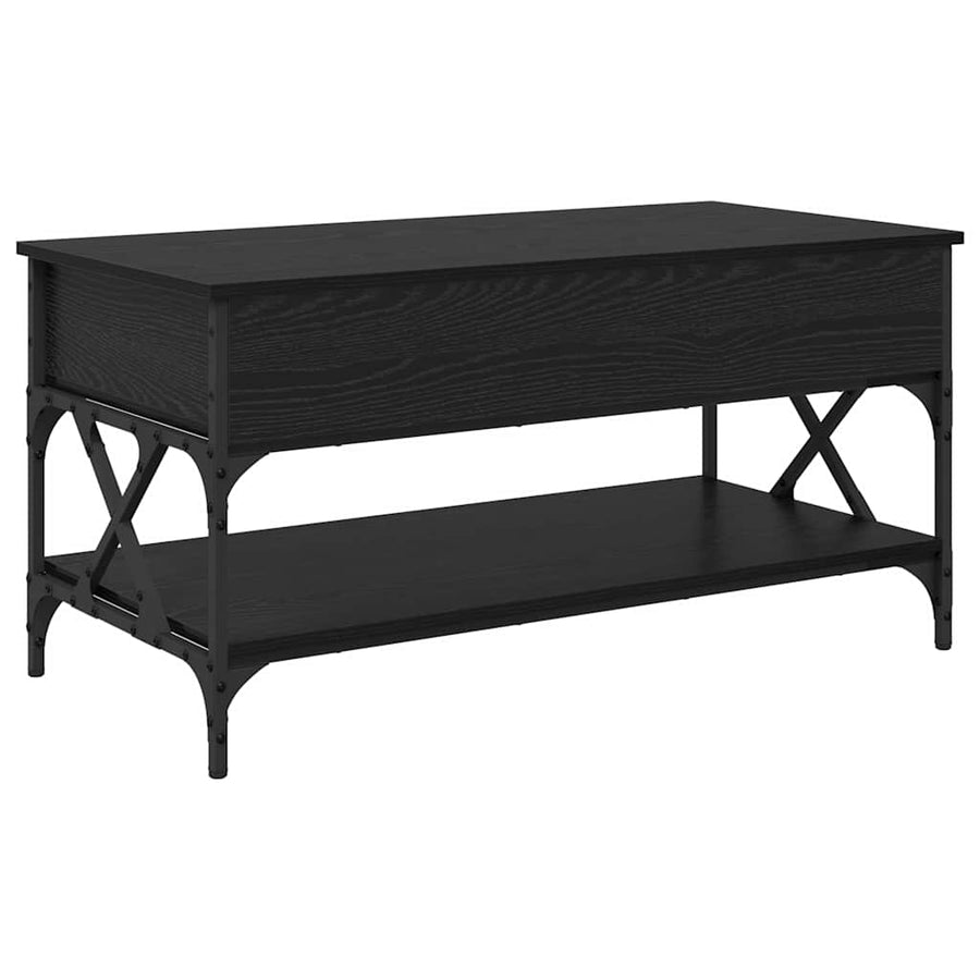 Salontafel Zwart Eiken 100 x 50 x 50 cm Bewerkt hout