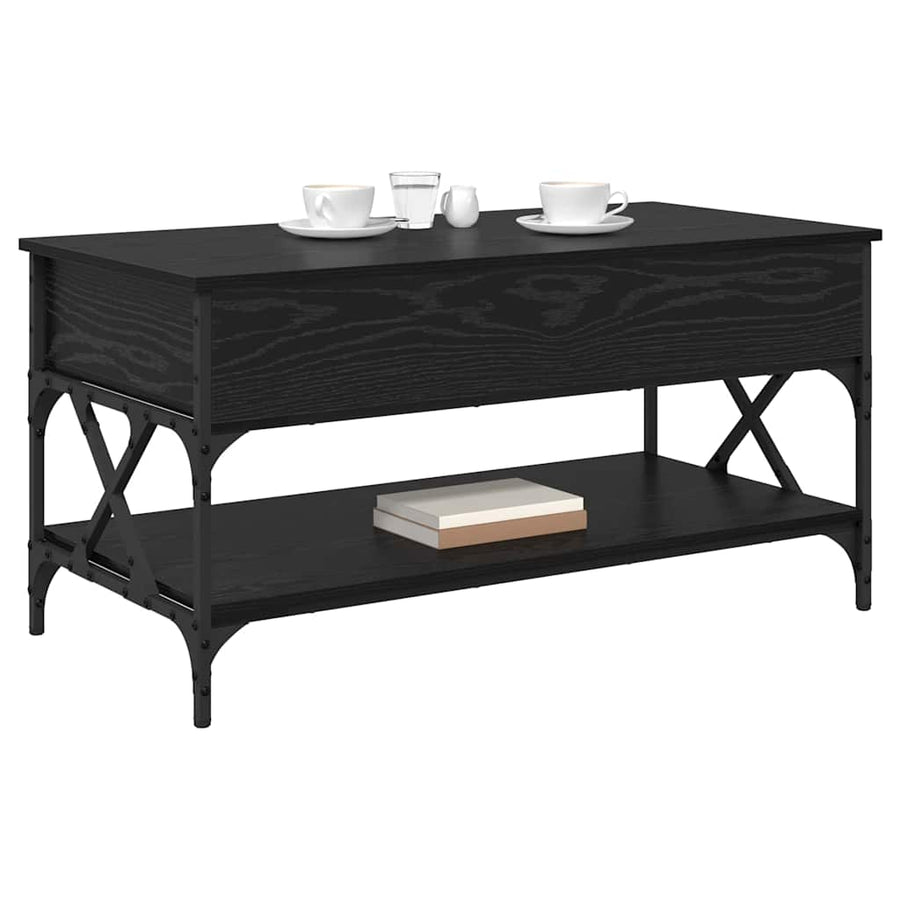 Salontafel Zwart Eiken 100 x 50 x 50 cm Bewerkt hout