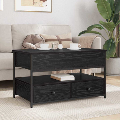 Salontafel met lade Zwart Eiken 85 x 50 x 50 cm Bewerkt hout