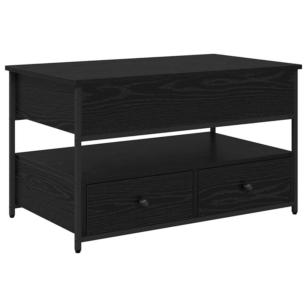 Salontafel met lade Zwart Eiken 85 x 50 x 50 cm Bewerkt hout