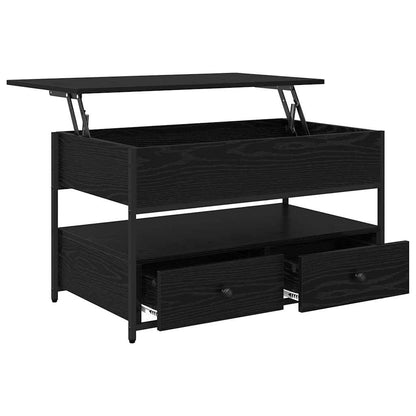 Salontafel met lade Zwart Eiken 85 x 50 x 50 cm Bewerkt hout