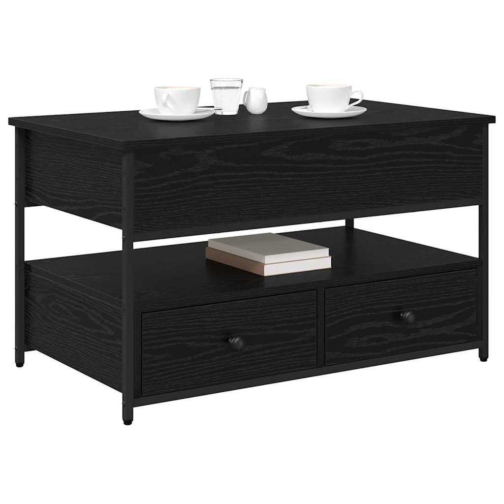 Salontafel met lade Zwart Eiken 85 x 50 x 50 cm Bewerkt hout