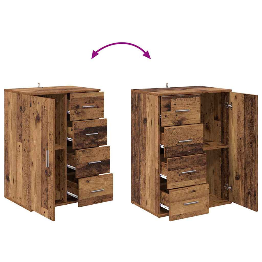 Dressoir met lade Oud Hout 59 x 39 x 80 cm Bewerkt hout