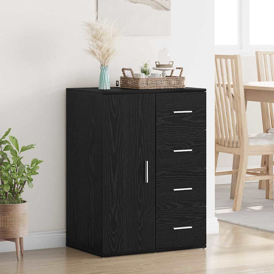 Dressoir met lade Zwart Eiken 59 x 39 x 80 cm Bewerkt hout