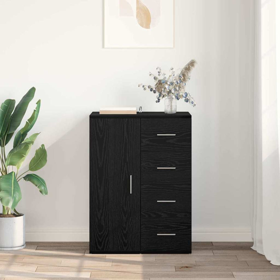 Dressoir met lade Zwart Eiken 59 x 39 x 80 cm Bewerkt hout