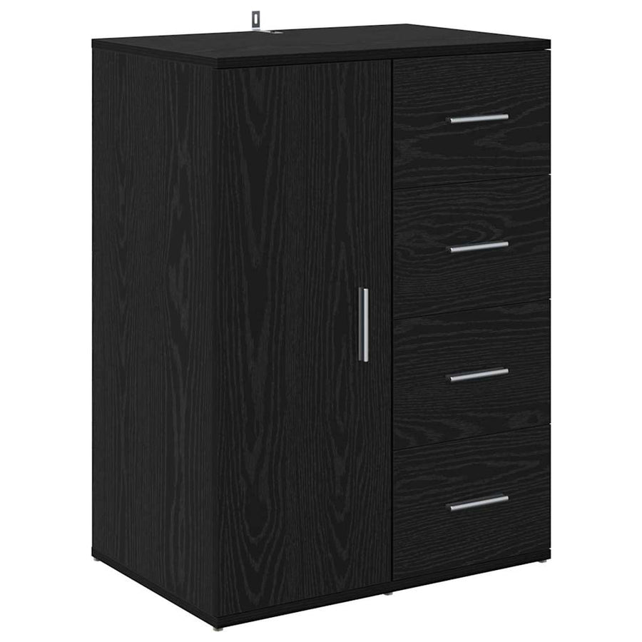 Dressoir met lade Zwart Eiken 59 x 39 x 80 cm Bewerkt hout