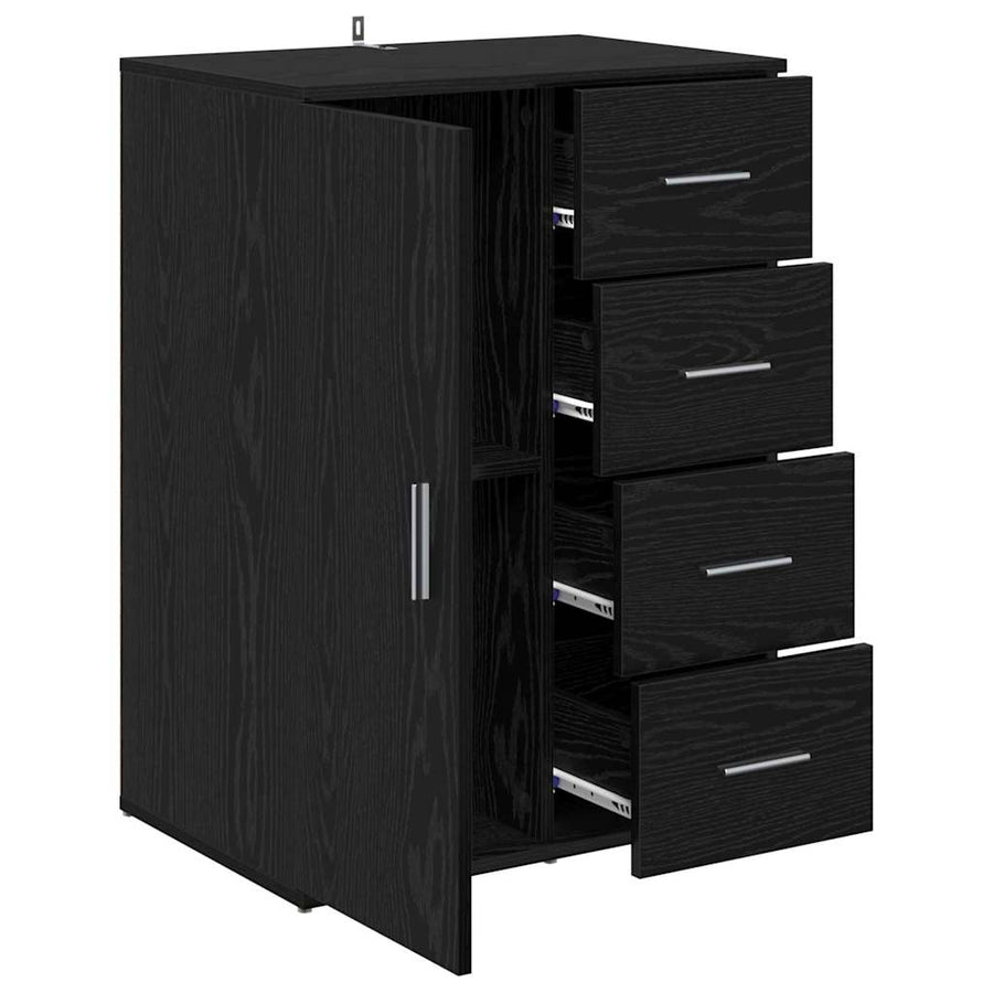 Dressoir met lade Zwart Eiken 59 x 39 x 80 cm Bewerkt hout